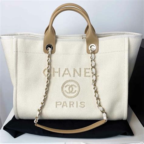 chanel canvas bag with pearls.